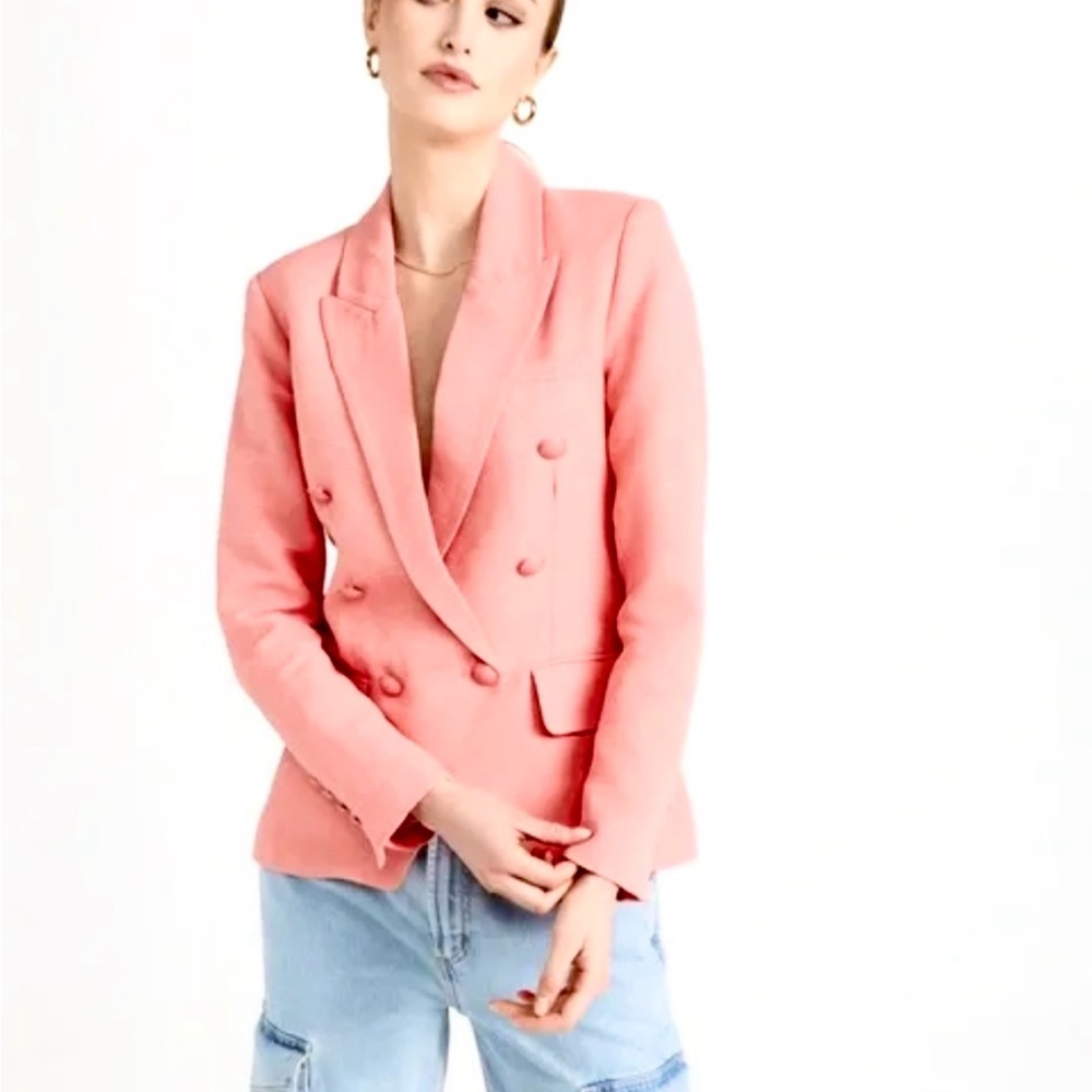 AUTH L'AGENCE Kenzie Double Breasted Blazer Light Pink
